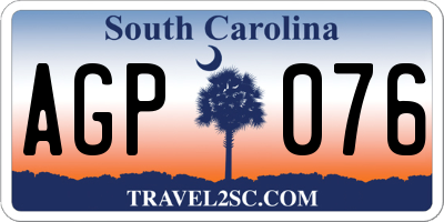 SC license plate AGP076