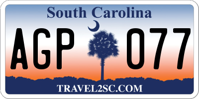 SC license plate AGP077