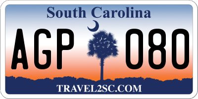 SC license plate AGP080