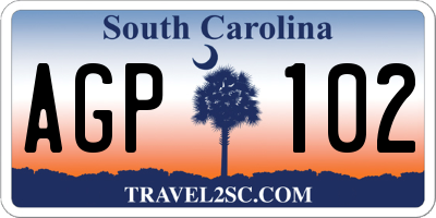 SC license plate AGP102