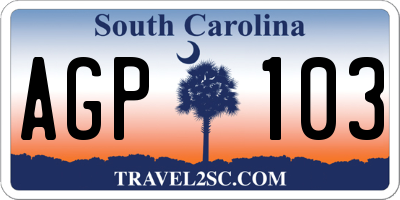 SC license plate AGP103
