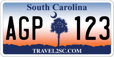 SC license plate AGP123