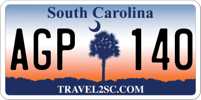 SC license plate AGP140