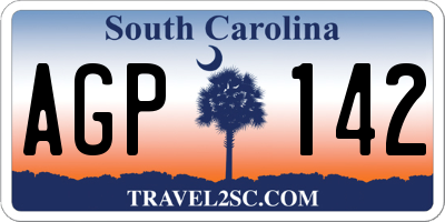 SC license plate AGP142