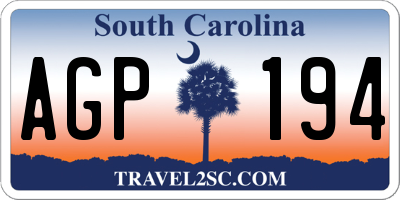 SC license plate AGP194