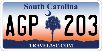 SC license plate AGP203