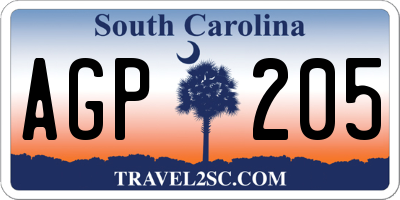 SC license plate AGP205
