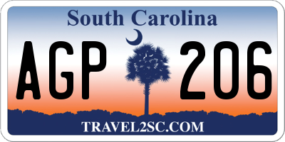 SC license plate AGP206