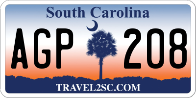 SC license plate AGP208