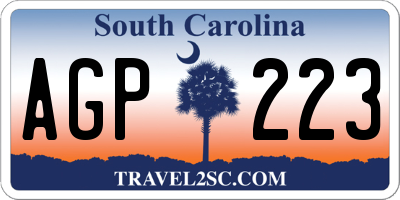 SC license plate AGP223