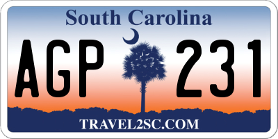 SC license plate AGP231