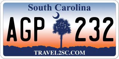 SC license plate AGP232