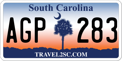 SC license plate AGP283