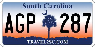 SC license plate AGP287