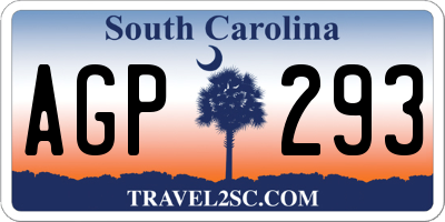 SC license plate AGP293