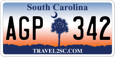 SC license plate AGP342
