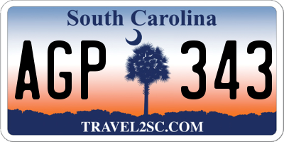 SC license plate AGP343