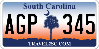 SC license plate AGP345