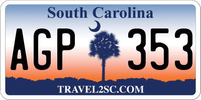 SC license plate AGP353