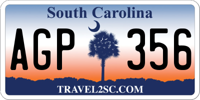 SC license plate AGP356