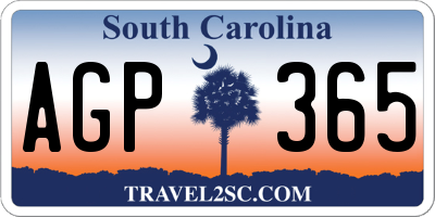 SC license plate AGP365