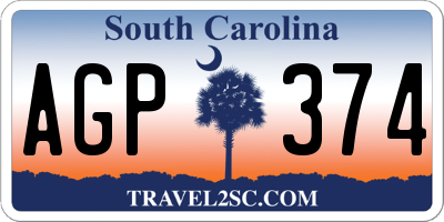 SC license plate AGP374