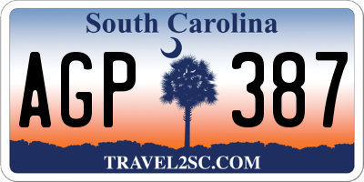 SC license plate AGP387