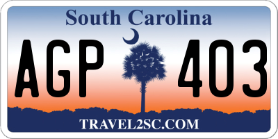 SC license plate AGP403