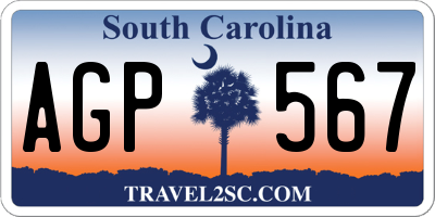 SC license plate AGP567