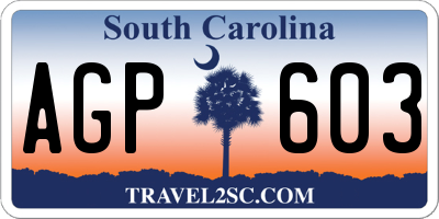 SC license plate AGP603