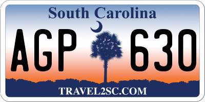 SC license plate AGP630