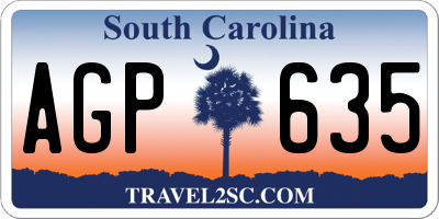 SC license plate AGP635