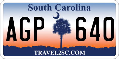 SC license plate AGP640
