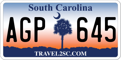 SC license plate AGP645