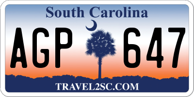 SC license plate AGP647