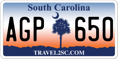 SC license plate AGP650