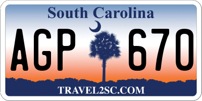 SC license plate AGP670