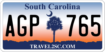 SC license plate AGP765