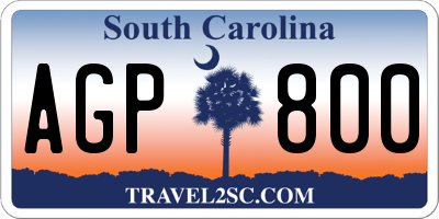 SC license plate AGP800