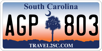 SC license plate AGP803