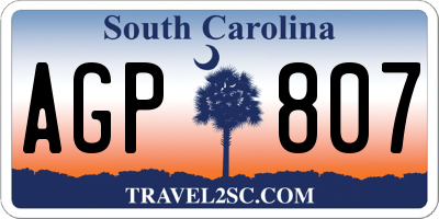 SC license plate AGP807