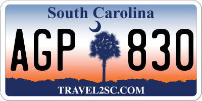 SC license plate AGP830