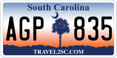 SC license plate AGP835