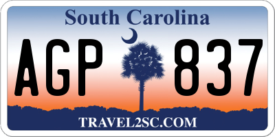 SC license plate AGP837