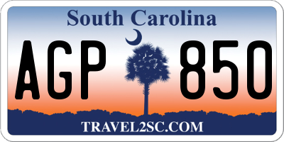 SC license plate AGP850