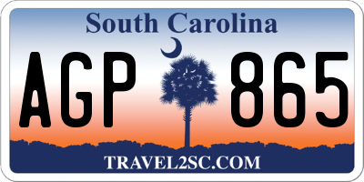 SC license plate AGP865