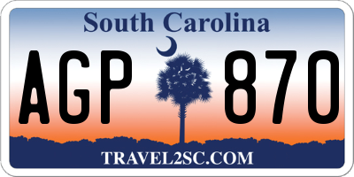 SC license plate AGP870