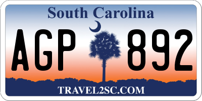 SC license plate AGP892