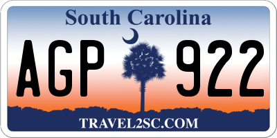 SC license plate AGP922