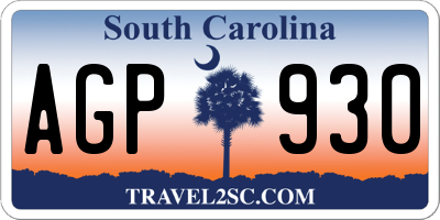 SC license plate AGP930